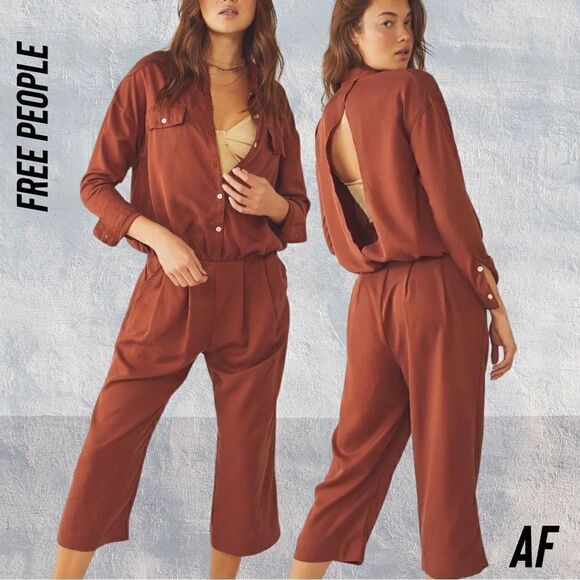 FREE PEOPLE YASMIN TWO PIECE SET IN BROWN NWT - Picture 1 of 10